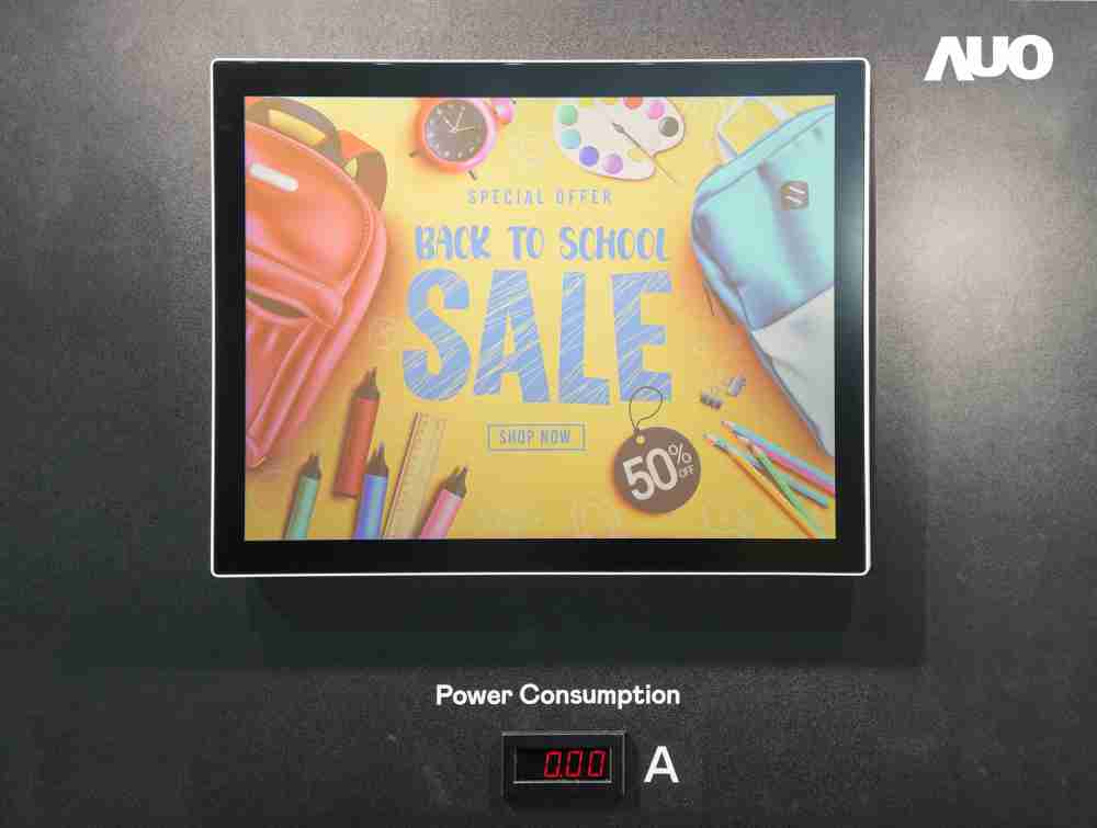 财神娱乐展示胆固醇液晶超低耗能户外全彩显示器，，，ChLC（胆固醇液晶）以双稳态技术使静态显示零功耗，，，具省电、、、高彩度、、、环保的特性，，，，还整合软硬件系统解决方案，，，，可透过单一云端平台管理