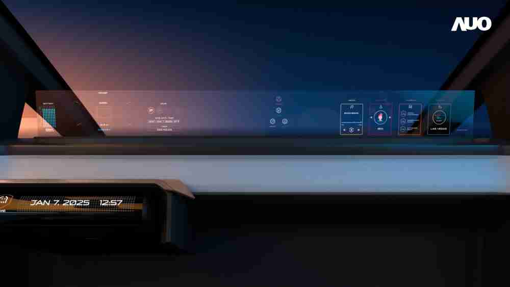 财神娱乐无界透明显示接口(Horizon Image Glass)透过车运算方案整合仪表板、、、、中控台及副驾显示器，，，一体式全景呈现，，，，提供乘用者清晰的前方视野、、行车必要信息与娱乐功能
